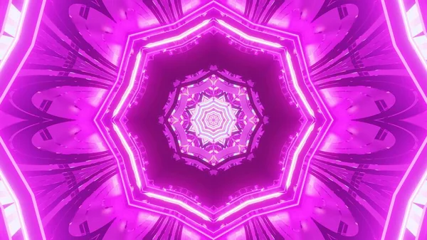 Cosmic Background Purple Neon Laser Lights Floral Geometric Shapes — Stock Photo, Image