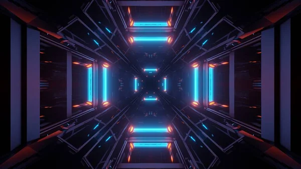 Una Impresionante Ilustración Túnel Futurista Con Luces Neón — Foto de Stock