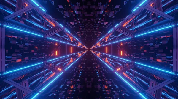 Breathtaking Illustration Futuristic Tunnel Neon Lights — Stock Photo, Image