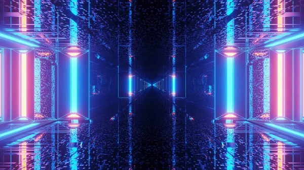 Henkeäsalpaava Kuva Tulevaisuuden Tunnelista Jossa Neonvalot — kuvapankkivalokuva