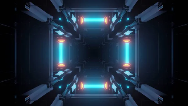 Una Impresionante Ilustración Túnel Futurista Con Luces Neón —  Fotos de Stock