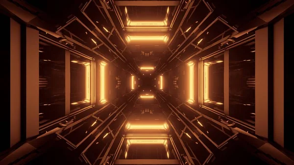 Hisnande Illustration Futuristisk Tunnel Med Neonljus — Stockfoto