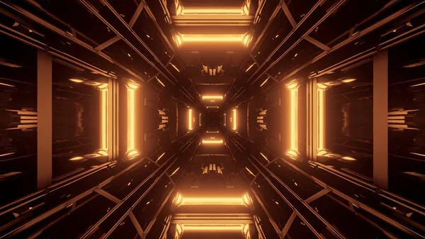 ネオンが輝く未来的なトンネルの息をのむようなイラスト — ストック写真