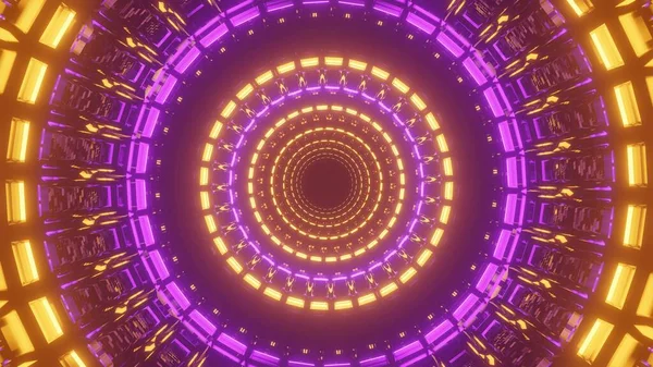 Eine Illustration Von Abstrakten Kreisförmigen Hintergrund Mit Leuchtenden Bunten Neonlichtern — Stockfoto
