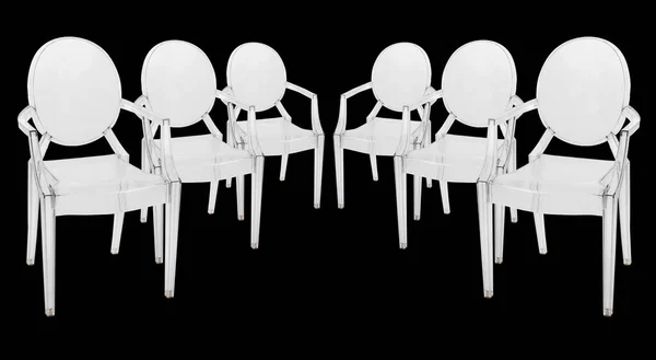 Białe Krzesła Odizolowane Białym Tle — Zdjęcie stockowe