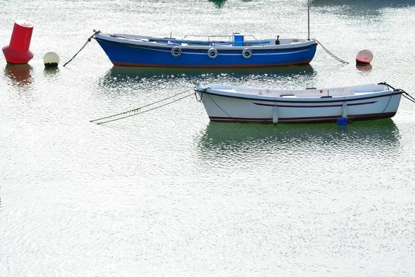 昼間の湖の二隻の漁船 — ストック写真