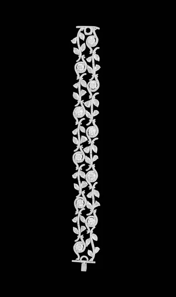 Silver Bracelet Isolated Black Background — Stock Photo, Image