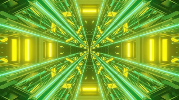 Fundo Futurista Ficção Científica Com Luzes Néon Verdes Brilhantes Belos — Fotografia de Stock