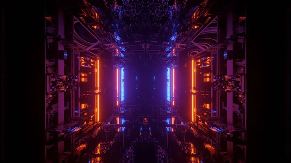 Futuristisk Bakgrund Med Glödande Abstrakt Färgglada Neonljus Modern Sci Bakgrund — Stockfoto