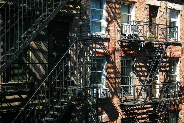 Vertical Shot Metallic Iron Stairs Sunlight — Stock Photo, Image