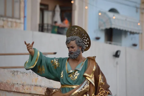 Birzebbuga Malta Ago 2014 Procissão Com Estátua São Pedro Durante — Fotografia de Stock