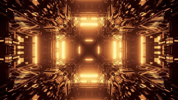 Футуристический Фон Светящимися Абстрактными Золотыми Неоновыми Огнями Современный Научно Фантастический — стоковое фото