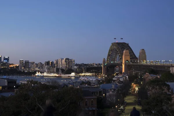 悉尼海港大桥的夜景 — 图库照片