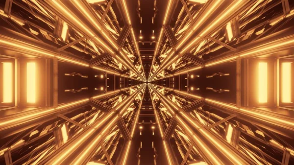 Futurystyczne Tło Świecącymi Abstrakcyjnymi Złotymi Neonami Nowoczesne Tło Sci — Zdjęcie stockowe