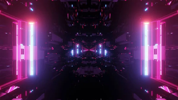 輝く抽象的なカラフルなネオンが輝く3D未来的な背景 現代のSf背景 — ストック写真