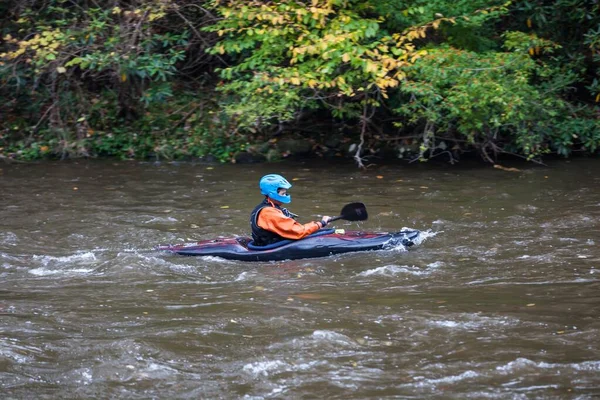 Friendsville Maryland United States Oct 2014 Kayaker Youghiogheny River Friendsville — Stock Photo, Image