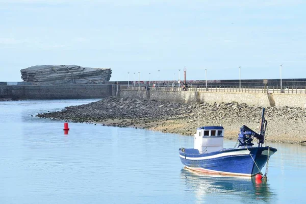 Blue Boat Lakeshore Daytime — Stock Photo, Image