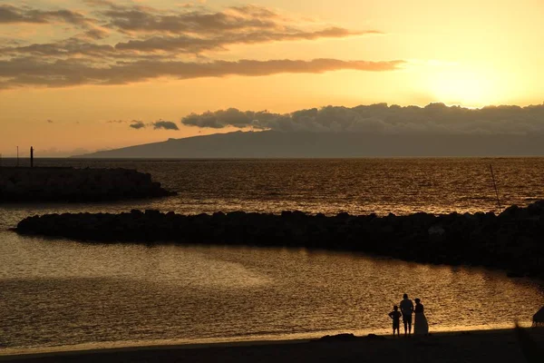 Lindo Pôr Sol Laranja Sobre Mar — Fotografia de Stock