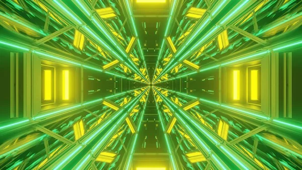 Uno Sfondo Futuristico Fantascientifico Con Luci Neon Verdi Incandescenti Bellissimi — Foto Stock