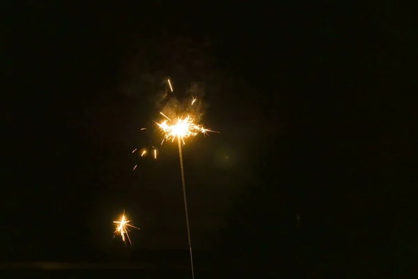 Closeup Shot Burning Sparkler Black Background — Stock Photo, Image