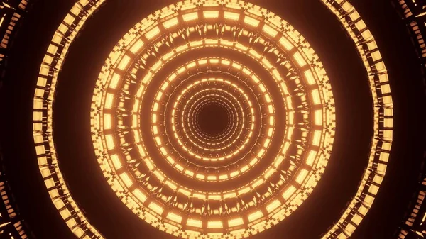 Ein Futuristischer Hintergrund Mit Leuchtenden Abstrakten Goldenen Neonlichtern Moderner Science — Stockfoto