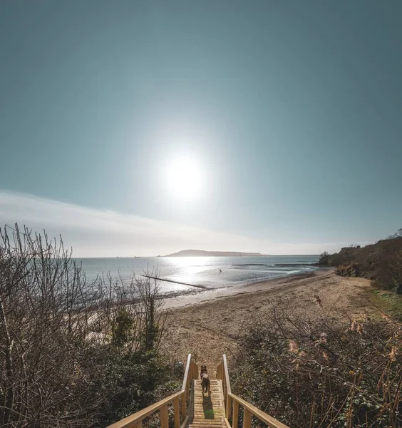 Een Prachtige Opname Van Trappen Naar Het Strand Van Sandsfoot — Stockfoto