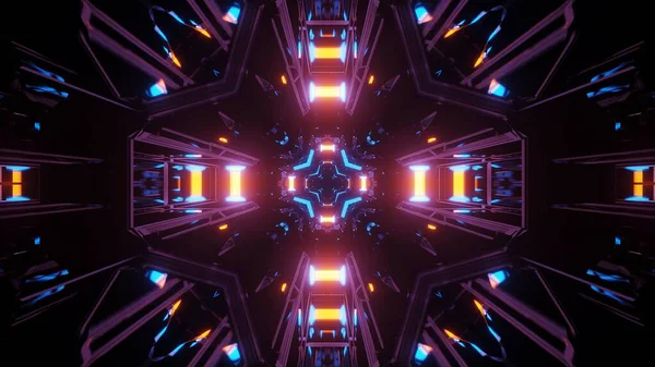 Футуристична Ілюстрація Помаранчевим Синім Фіолетовим Неоновим Світлом — стокове фото