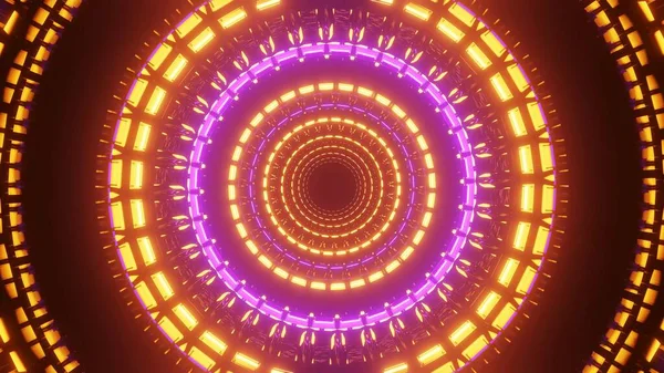 Een Abstracte Weergave Van Oranje Paarse Neon Cirkels — Stockfoto
