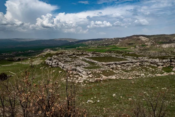 Shot Ruins Old Hittite Stone Walls Archeological Findings Anatolia Turkey — Stock Photo, Image