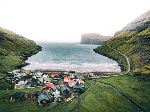 Tiro Aéreo Costa Mar Atlântico Nas Ilhas Faroé — Fotografia de Stock