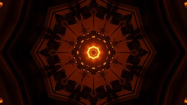 Рендеринг Абстрактной Иллюстрации Геометрическими Формами Желтыми Светящимися Неоновыми Огнями — стоковое фото