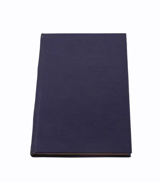 Close Livro Azul Isolado Fundo Branco — Fotografia de Stock