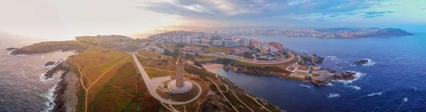 Anafi 0Vista Aérea Torre Hércules Faro Romano Corua España Patrimonio —  Fotos de Stock