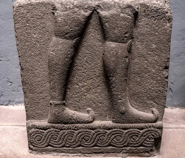 Krásný Záběr Staré Dlaždice Kamene Hittite Starobylými Postavami — Stock fotografie
