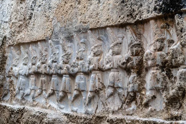 Hermoso Disparo Antigua Piedra Tallada Hittite Con Figura Persona Antigua —  Fotos de Stock