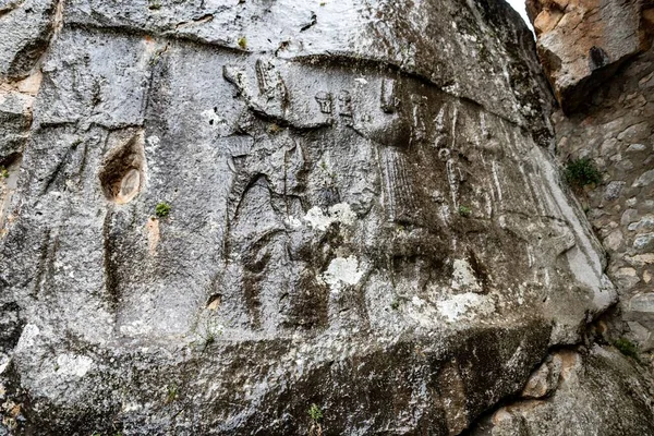 Eski Hitit Anadolu Corum Turkey Deki Antik Insan Figürüyle Oyulmuş — Stok fotoğraf