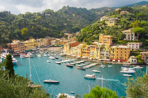 Portofino Italië Sep 2019 Uitzicht Prachtige Kleurrijke Haven Van Portofino — Stockfoto