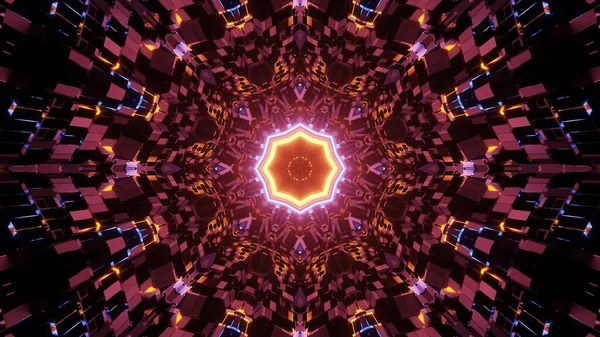 Een Abstracte Weergave Illustratie Met Geometrische Vormen Geel Oranje Roze — Stockfoto