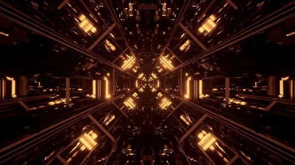 Тривимірна Рендерингова Абстрактна Ілюстрація Золотими Неоновими Вогнями — стокове фото