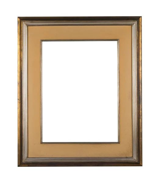 白色边框一种带褐色木制边框的老式空白边框 — 图库照片
