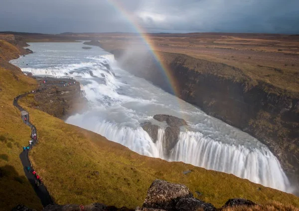 Високий Кут Над Водоспадом Гульфосс Ісландії — стокове фото