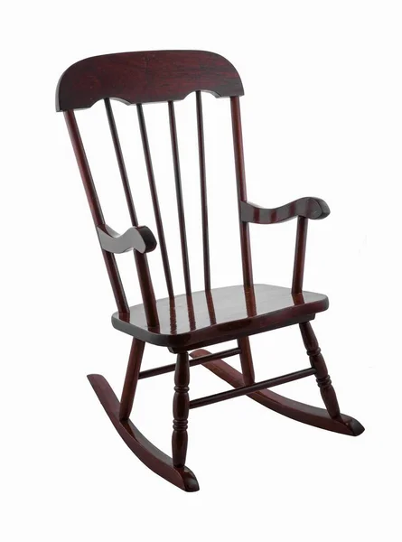Beyaz Arka Planda Izole Edilmiş Ahşap Bir Sallanan Sandalye — Stok fotoğraf