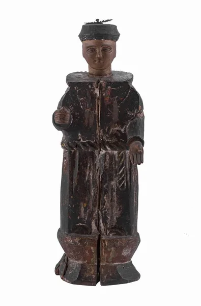 Statuie Veche Unui Băiat Izolat Fundalul Alb — Fotografie, imagine de stoc