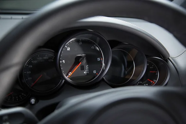 Closeup Dashboard Luxury Car Lights — Stock Photo, Image