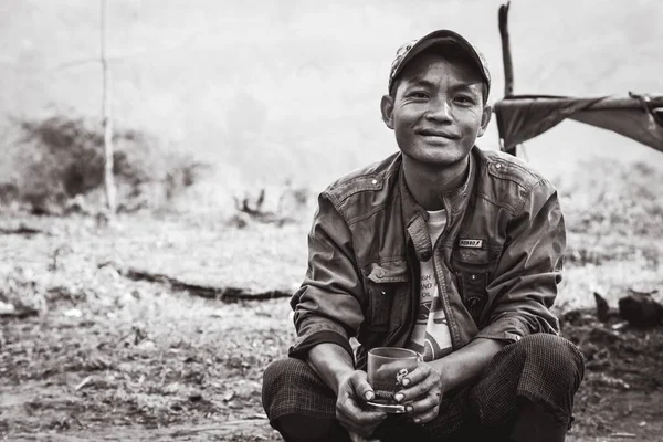 Myanmar Myanmar Burma 2018年3月10日 缅甸人民的微笑 黑白照片 — 图库照片