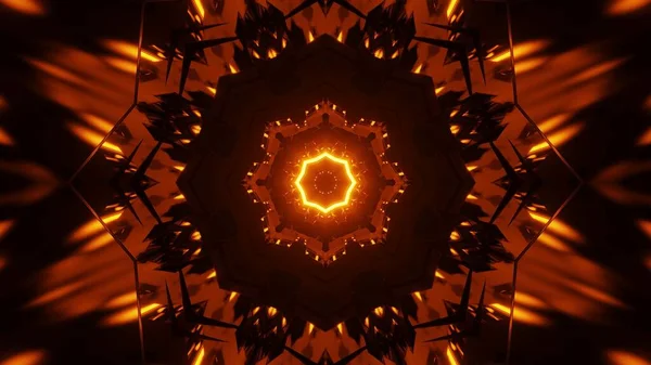 Futuristisk Illustration Det Abstrakta Blommönstret Med Gyllene Ljus Mörk Bakgrund — Stockfoto