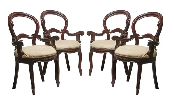 Drewniane Krzesła Vintage Pianką Białym Tle — Zdjęcie stockowe
