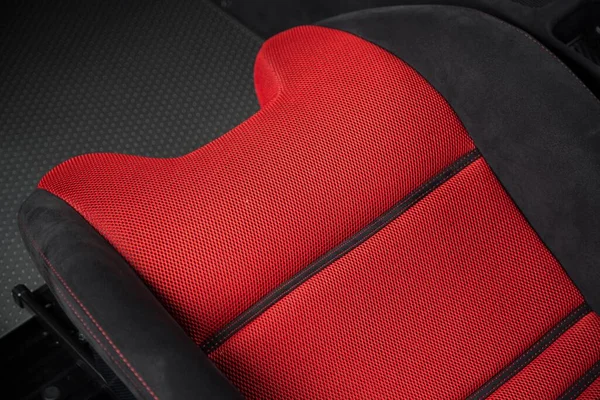 Una Toma Ángulo Alto Asiento Negro Rojo Coche Moderno Bajo — Foto de Stock