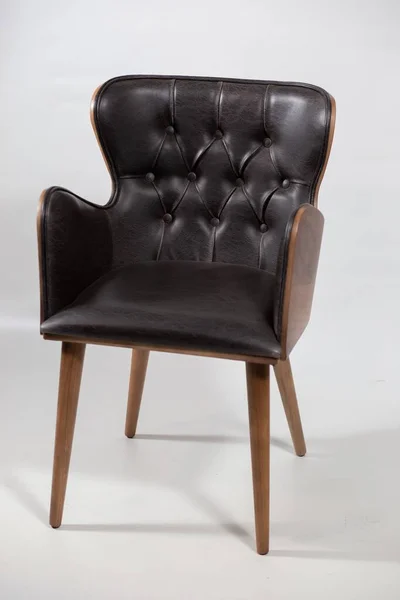 Black Leather Armchair Placed White Background — Stock Photo, Image