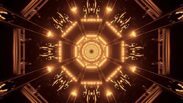 Абстрактна Ілюстрація Круглими Формами Сяючими Золотими Вогнями Сучасний Науковий Фон — стокове фото